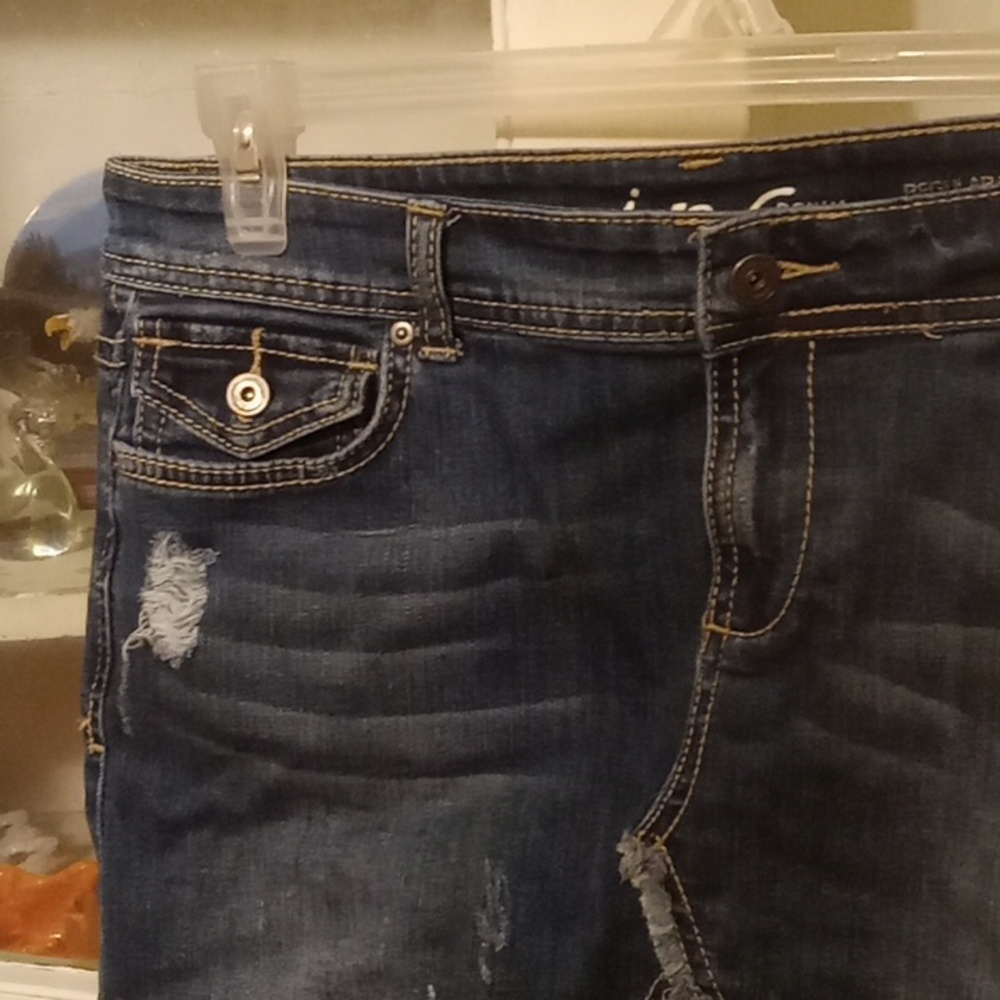 INC Denim Regular fit distressed jean skirt size 10 - Picture 2 of 5